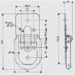 Anneau d'élingage sur platine - 6 trous - 90 kg - Anneaux, attaches pattes