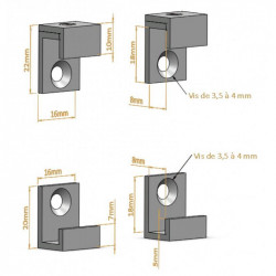 Fixation miroir en L - Panneaux - Verres