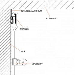 Rail Mixte mural R30 Newly ™ - Accrochage câbles et cimaises