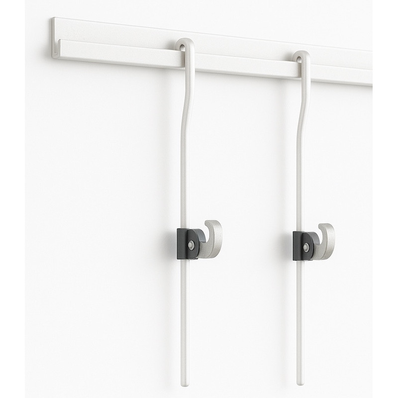 Pack classic rail 20kg blanc - 2m de rail avec 2 tiges 4X4 de 150 cm et 2 crochets - Fixations Cadres tableaux Miroirs